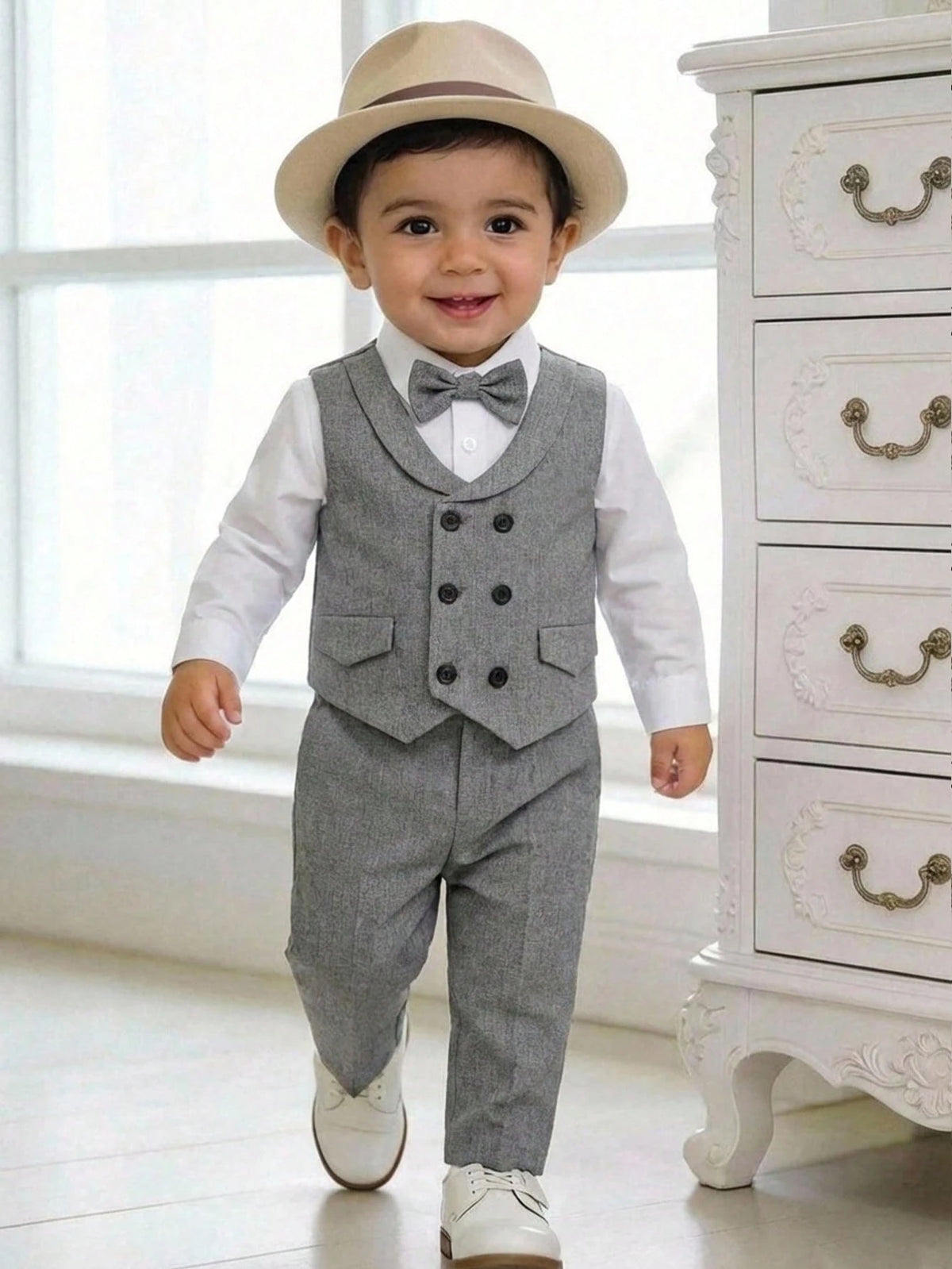 Baby Boy Vest Shirt Trousers 3 Piece Set