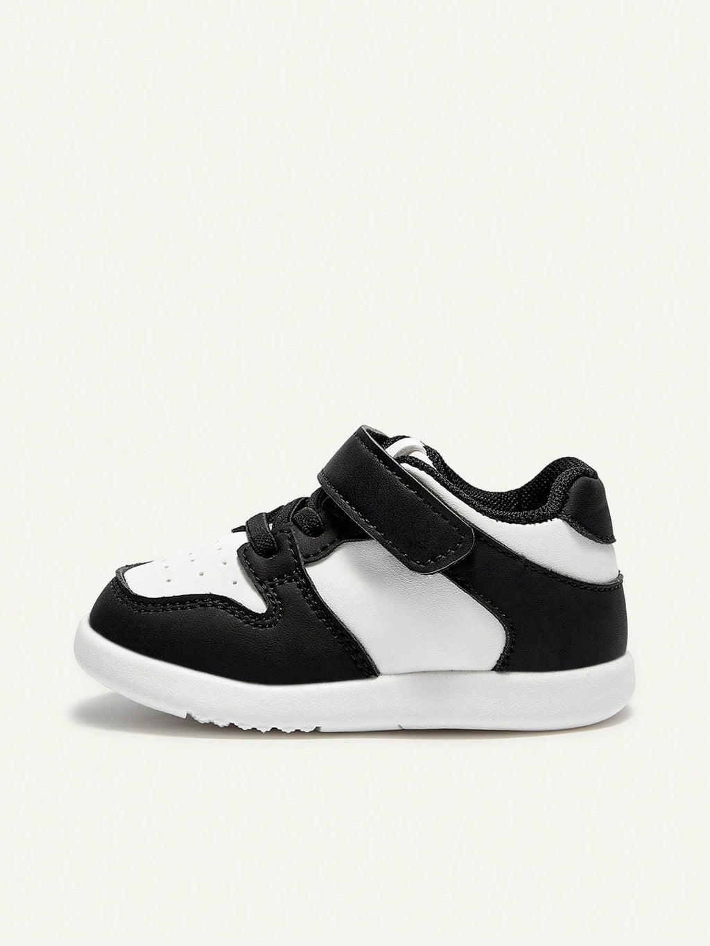 Cozy Pixies Lightweight PU Leather Non-Slip Toddler Sneakers Black and White