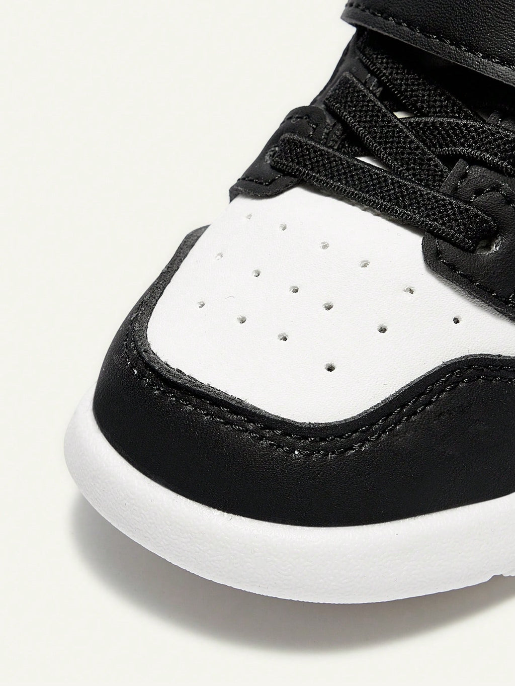 Cozy Pixies Lightweight PU Leather Non-Slip Toddler Sneakers Black and White