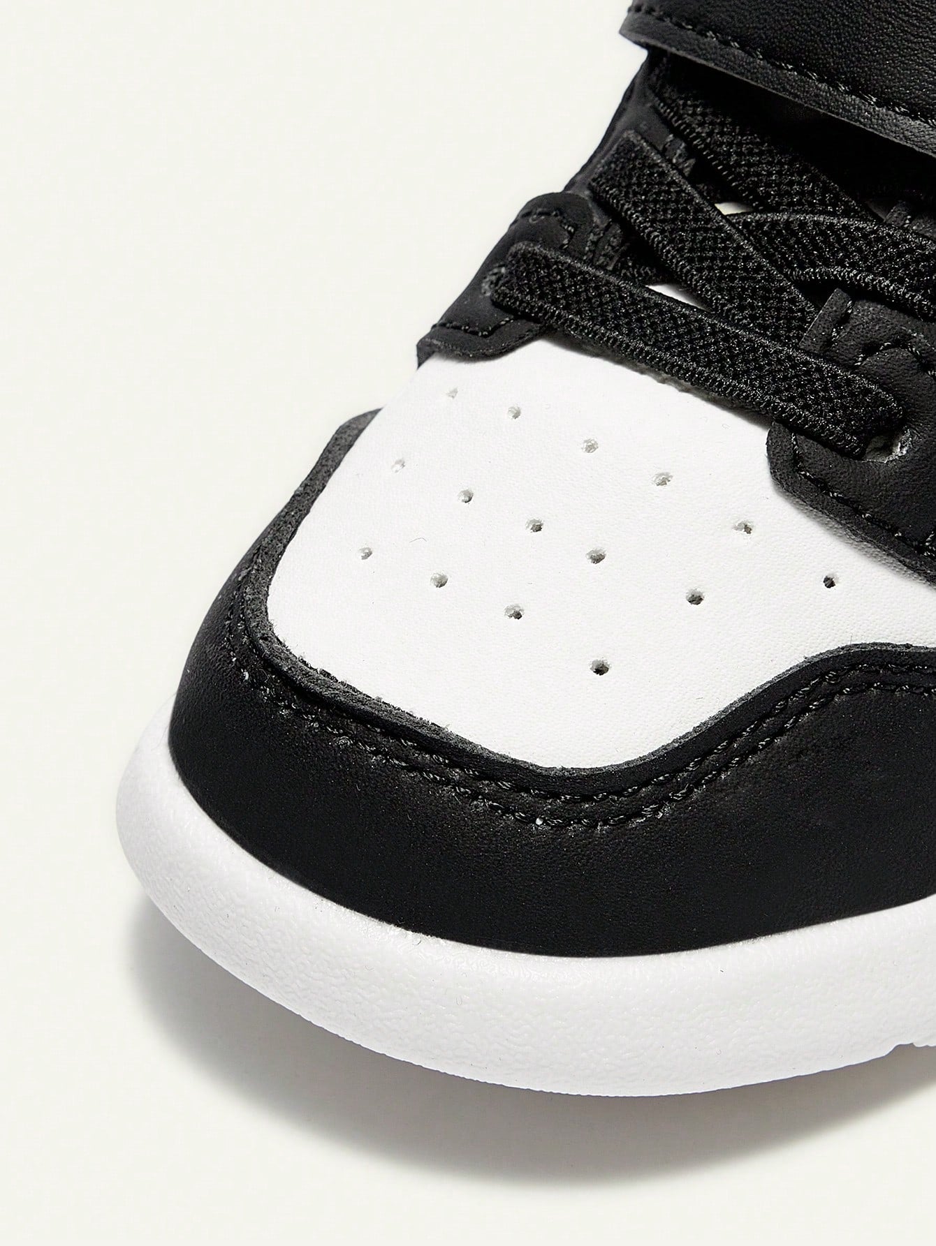 Cozy Pixies Lightweight PU Leather Non-Slip Toddler Sneakers Black and White
