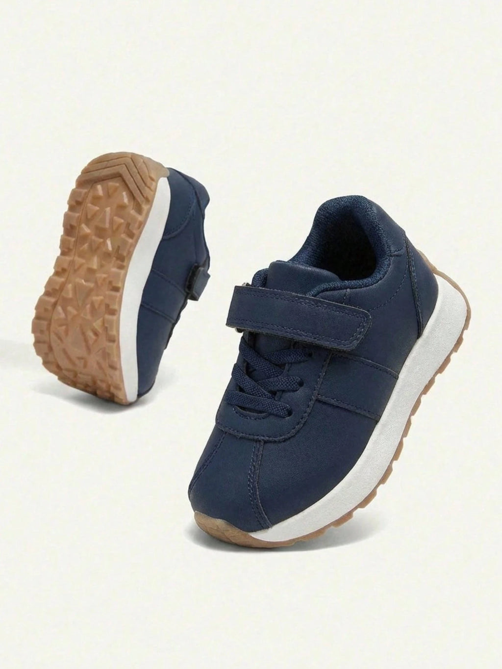 Cozy Pixies Chaussures polyvalentes pour toutes les saisons Baskets pour bébés à fond plat à fond souple de style universitaire pour garçons bleu foncé, pour la rentrée scolaire en extérieur