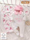 Ensemble 5 pièces en coton rose pour nouveau-né SHEIN