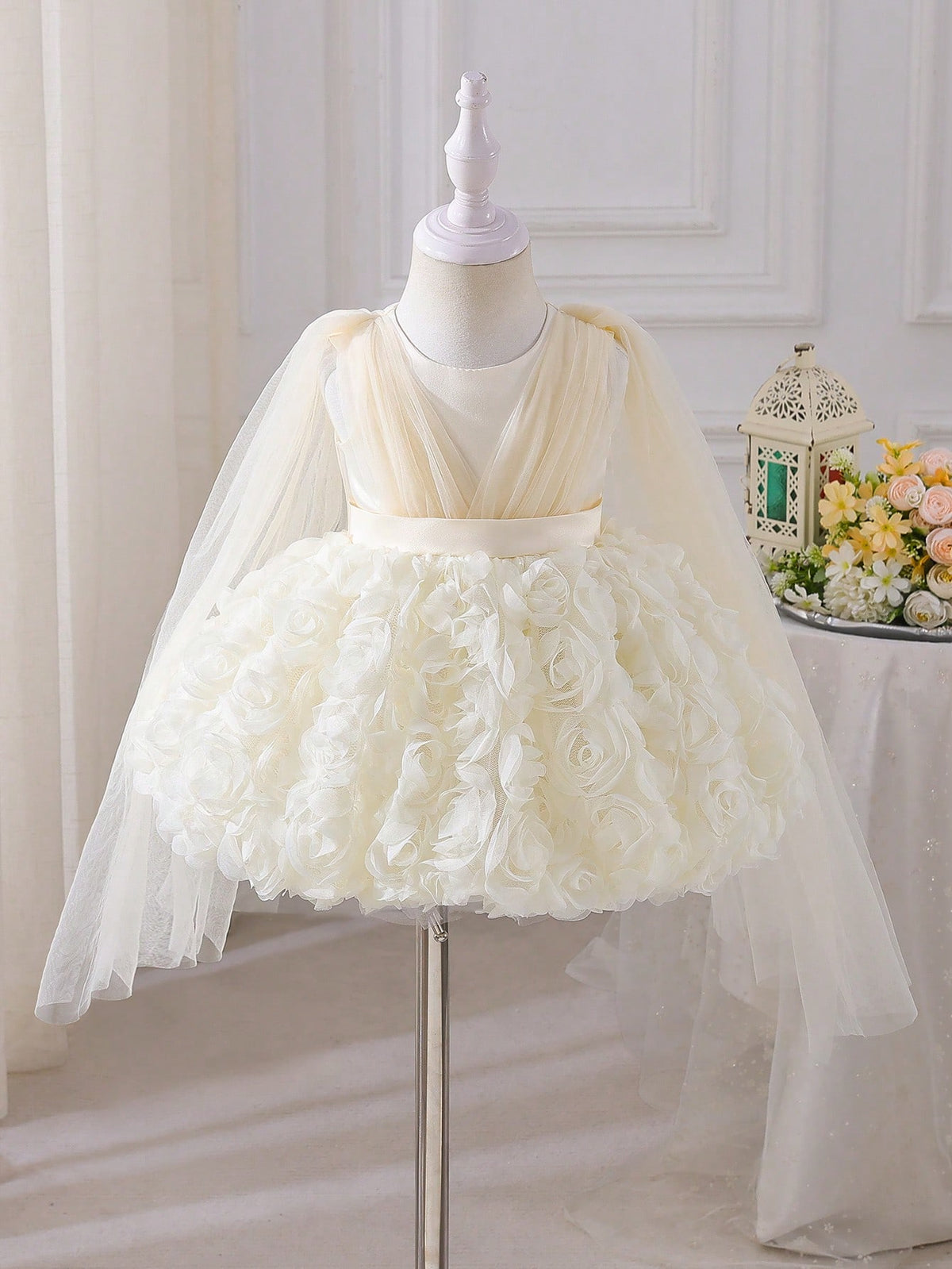 Baby Girl 3D Floral Tulle Formal Princess Gown