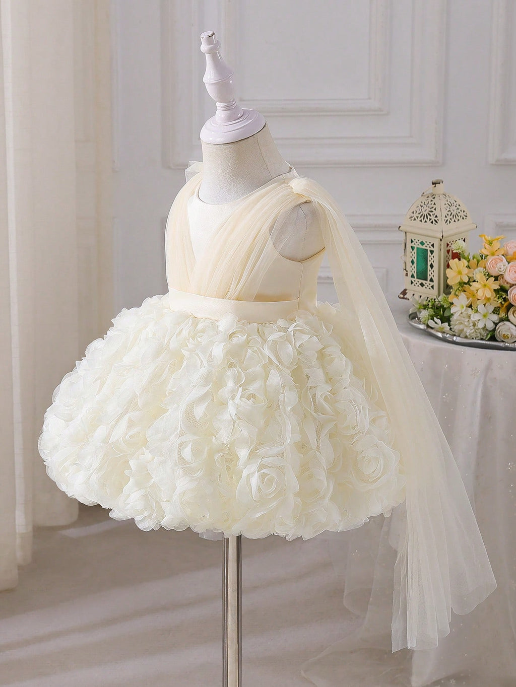 Baby Girl 3D Floral Tulle Formal Princess Gown