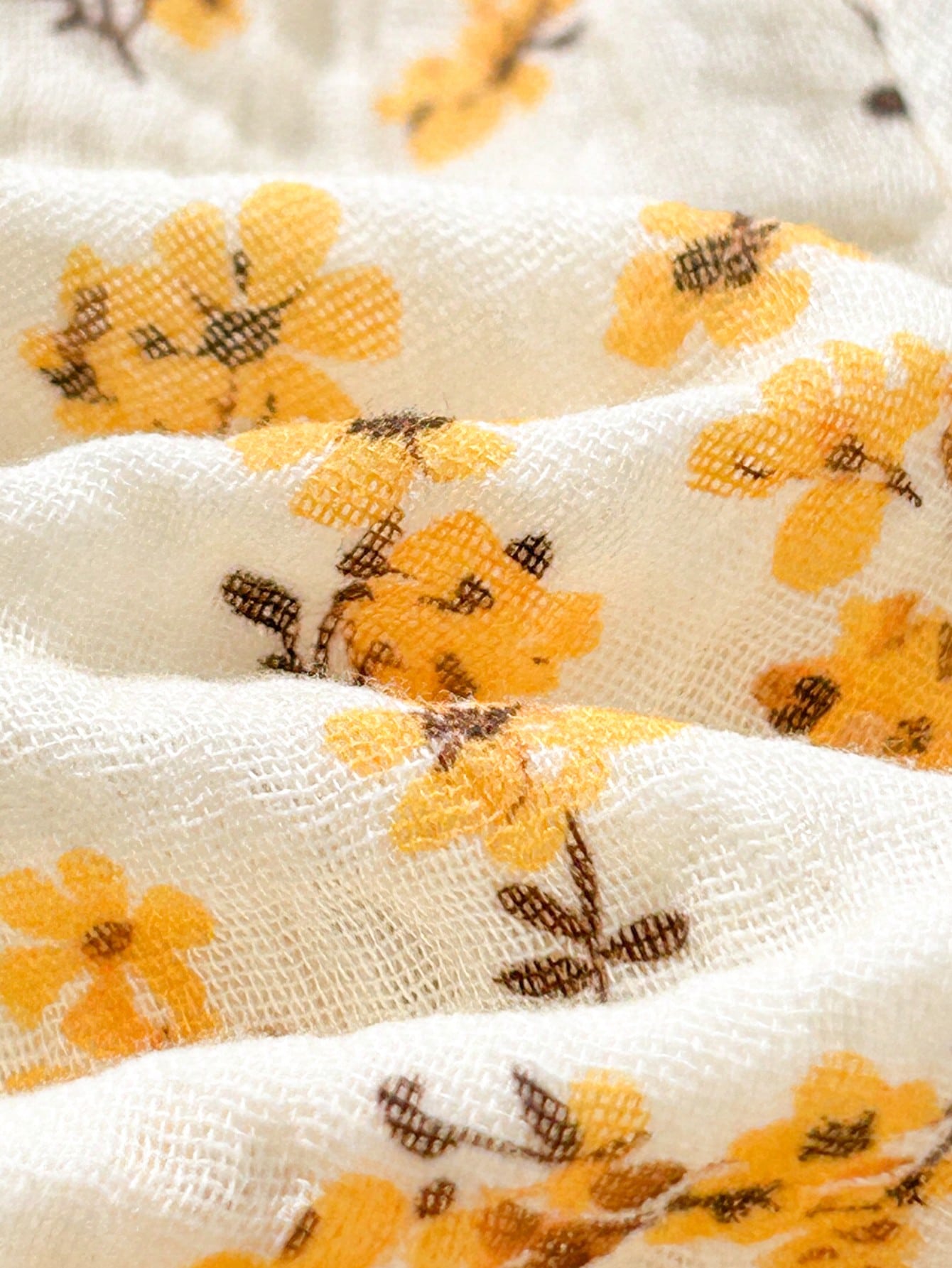 Bambinoo x Cozy Pixies Robe sans manches décontractée à imprimé floral pour bébé fille, Abricot