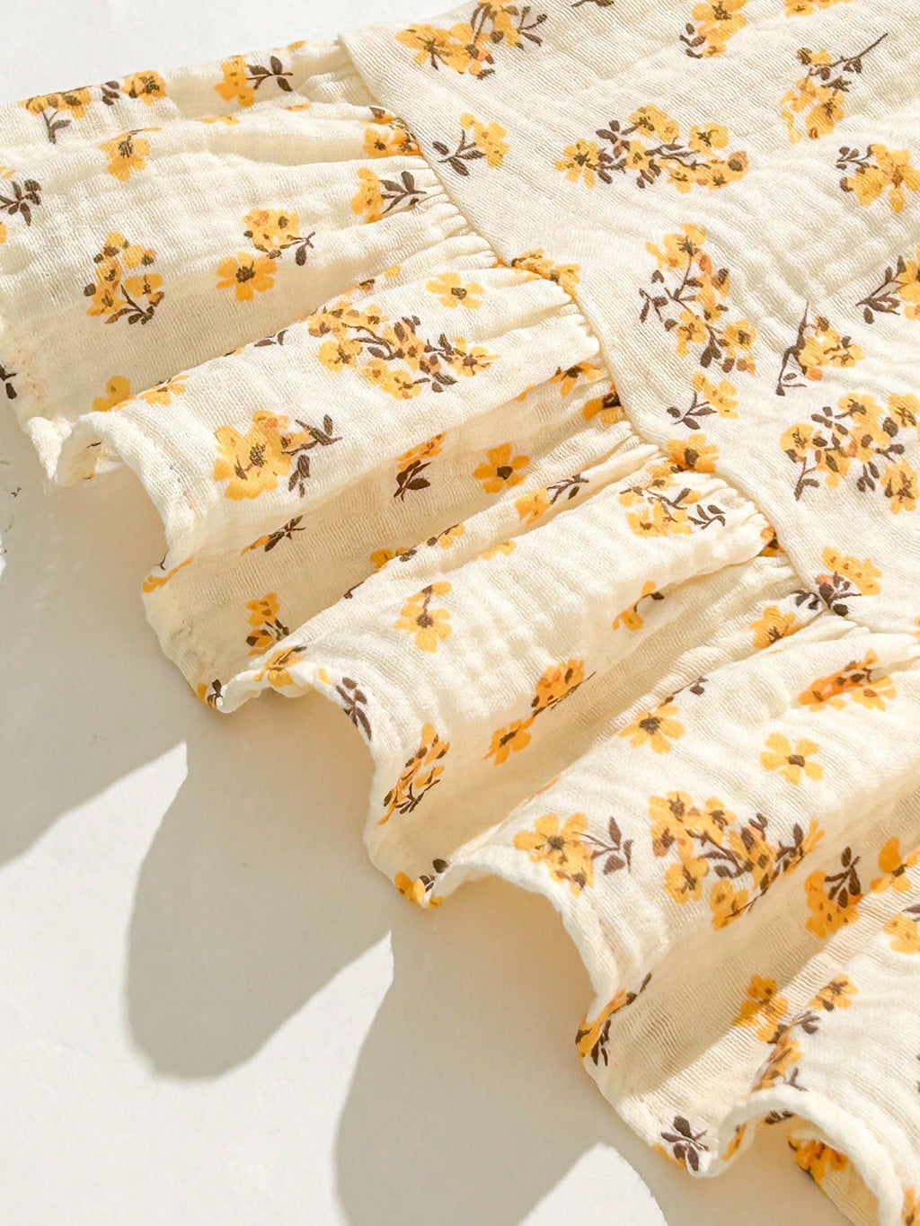 Bambinoo x Cozy Pixies Robe sans manches décontractée à imprimé floral pour bébé fille, Abricot