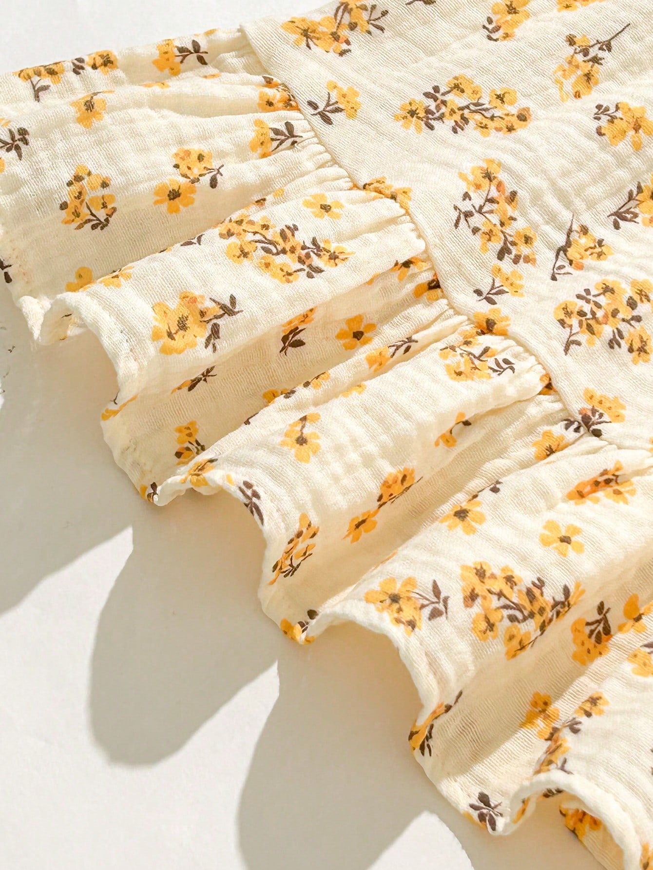 Bambinoo x Cozy Pixies Robe sans manches décontractée à imprimé floral pour bébé fille, Abricot