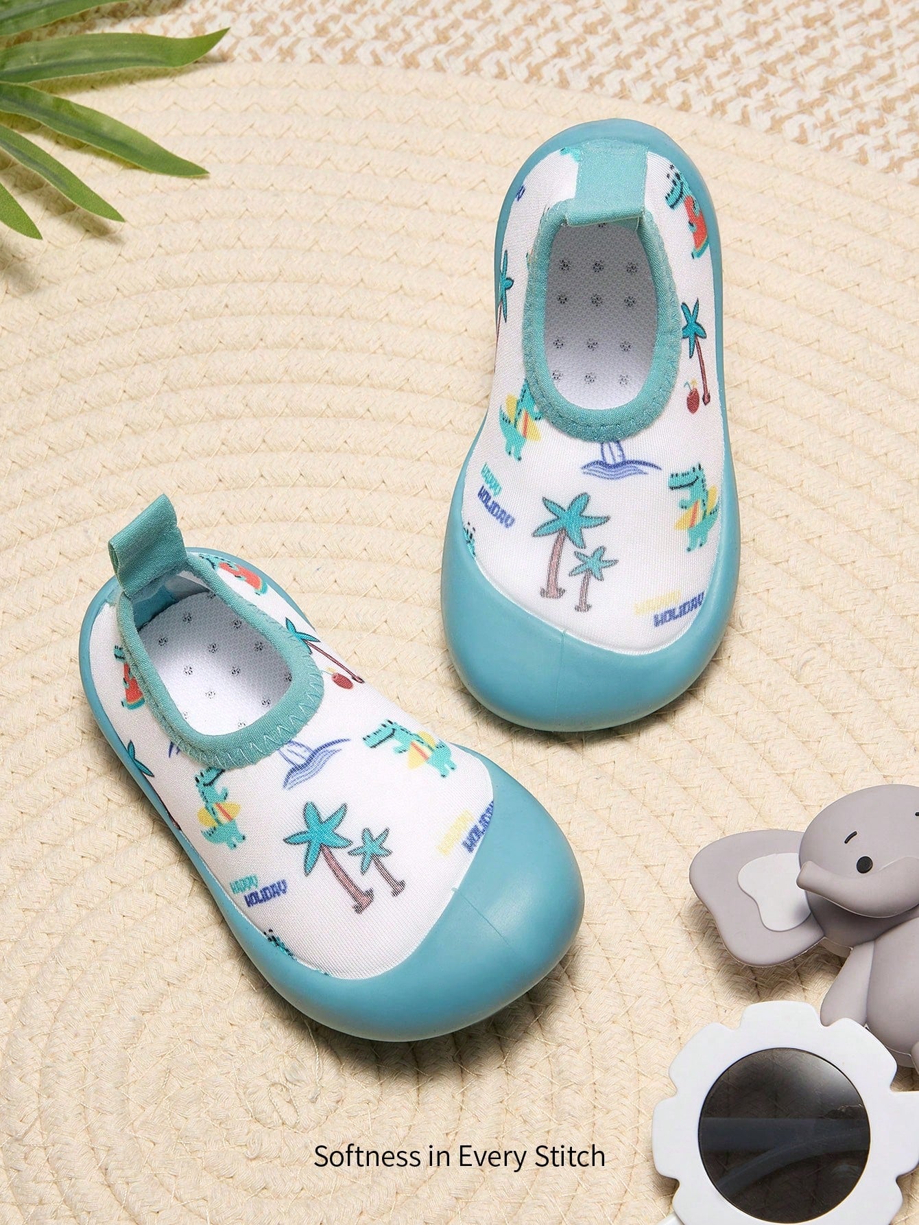 Cozy Pixies Boys' Green Cartoon Prints Comfortable Lightweight Casual Water Shoes