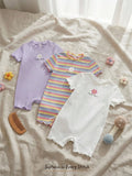 Bambinoo x Cozy Pixies Ensemble 3 pièces Grenouillère Manches Courtes et Short Bébé Fille