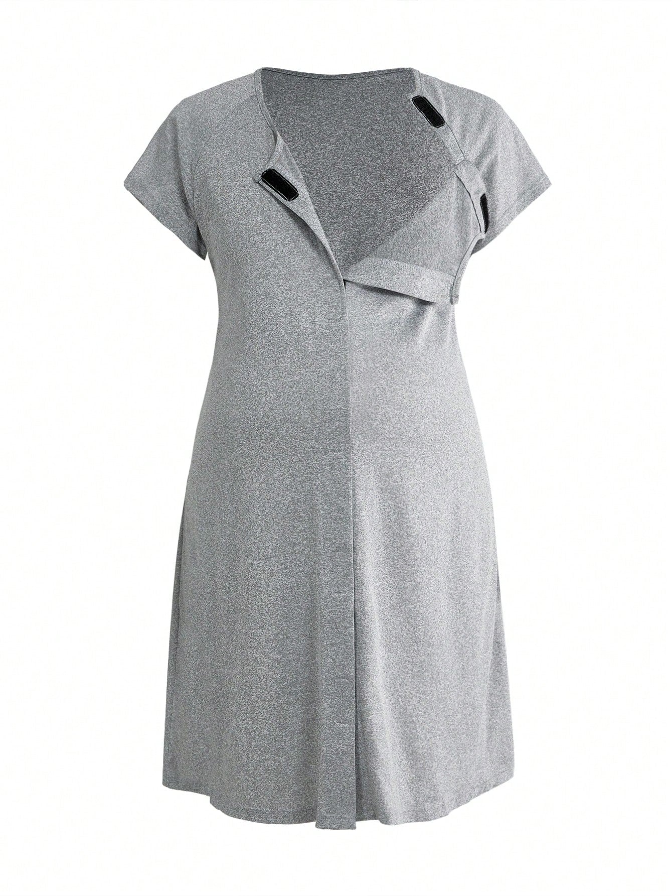 BloomMama Solid Round-Neck Casual Nursing Nightgown