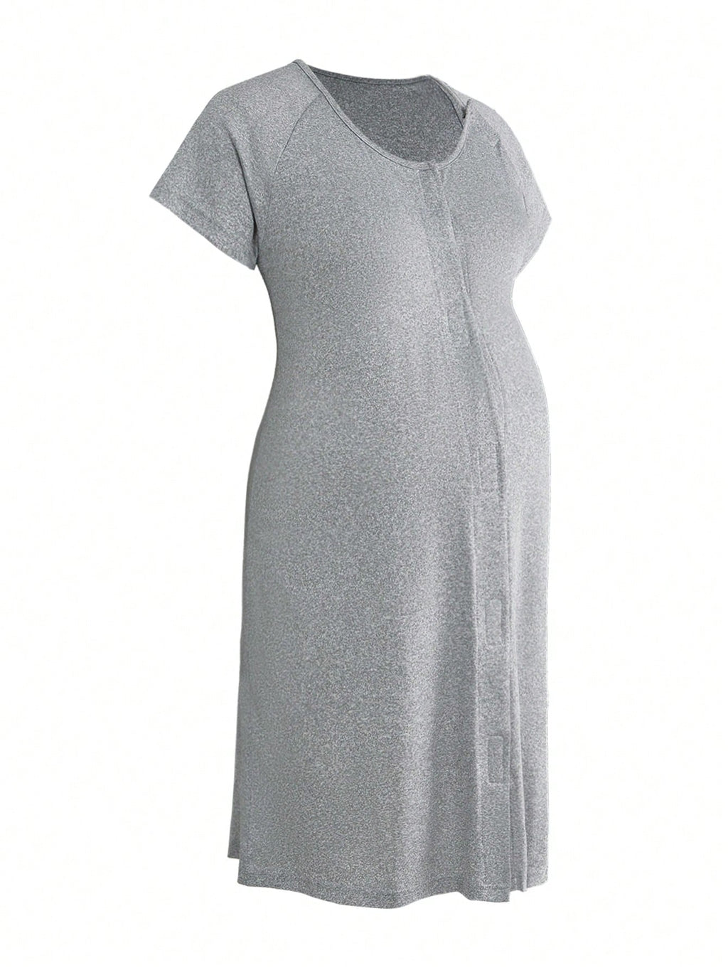 BloomMama Solid Round-Neck Casual Nursing Nightgown