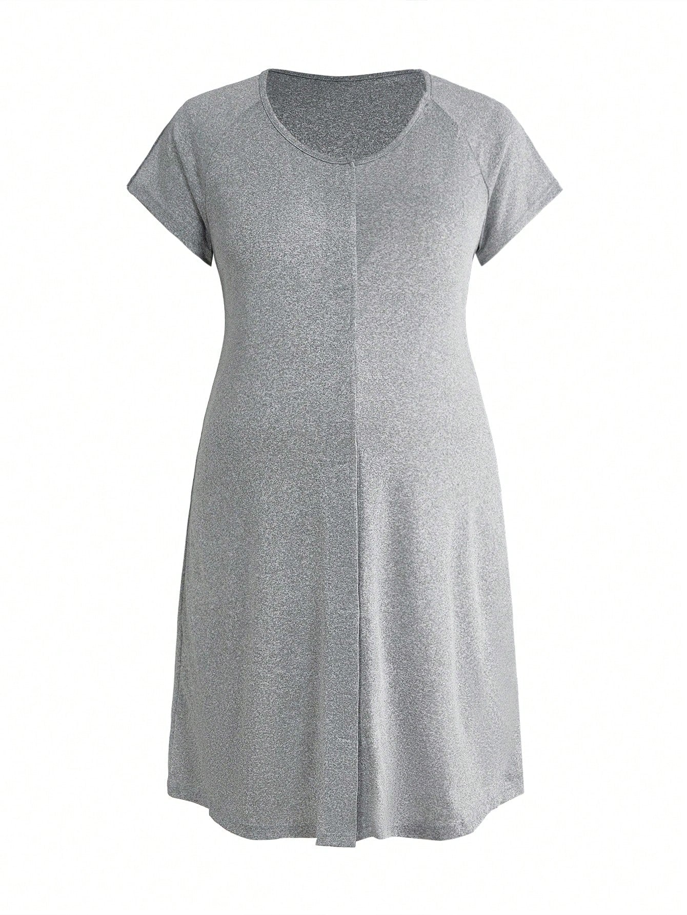 BloomMama Solid Round-Neck Casual Nursing Nightgown
