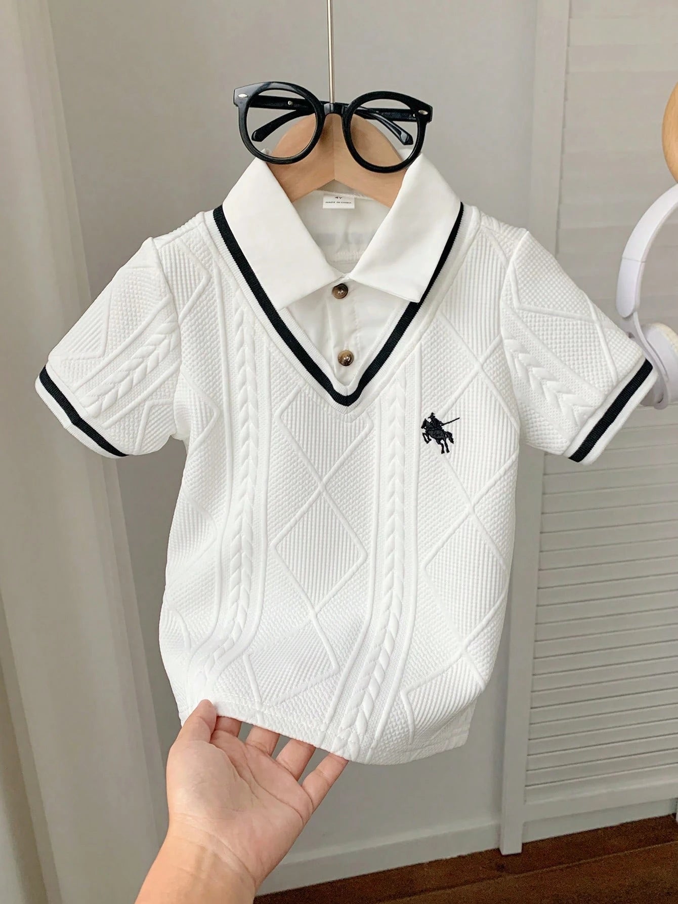 Polo Blanc Garçon Style Collège