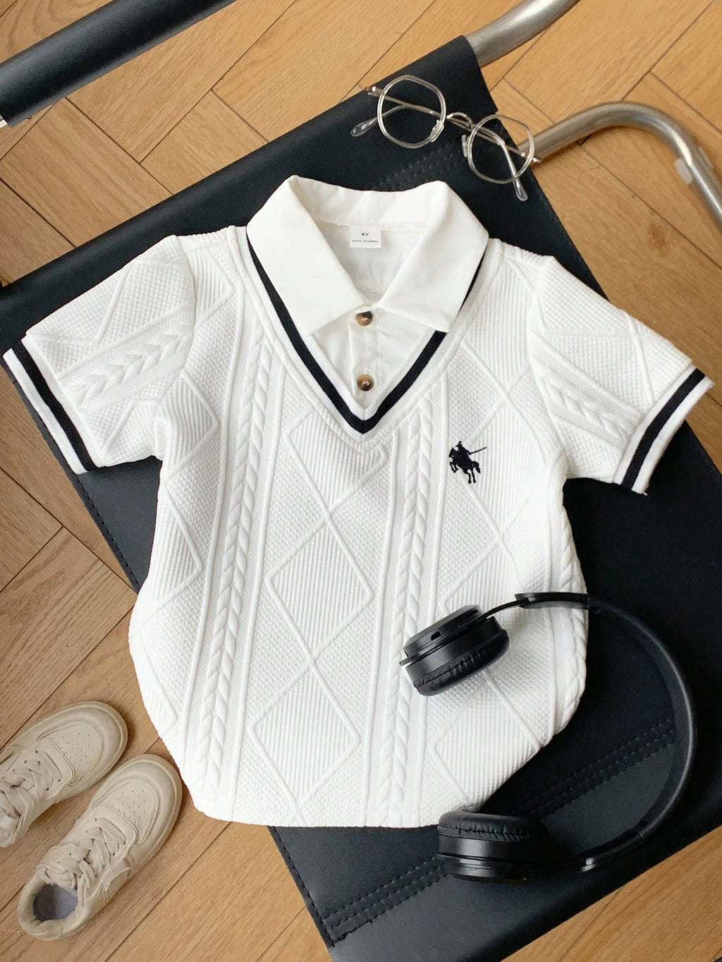 Polo Blanc Garçon Style Collège