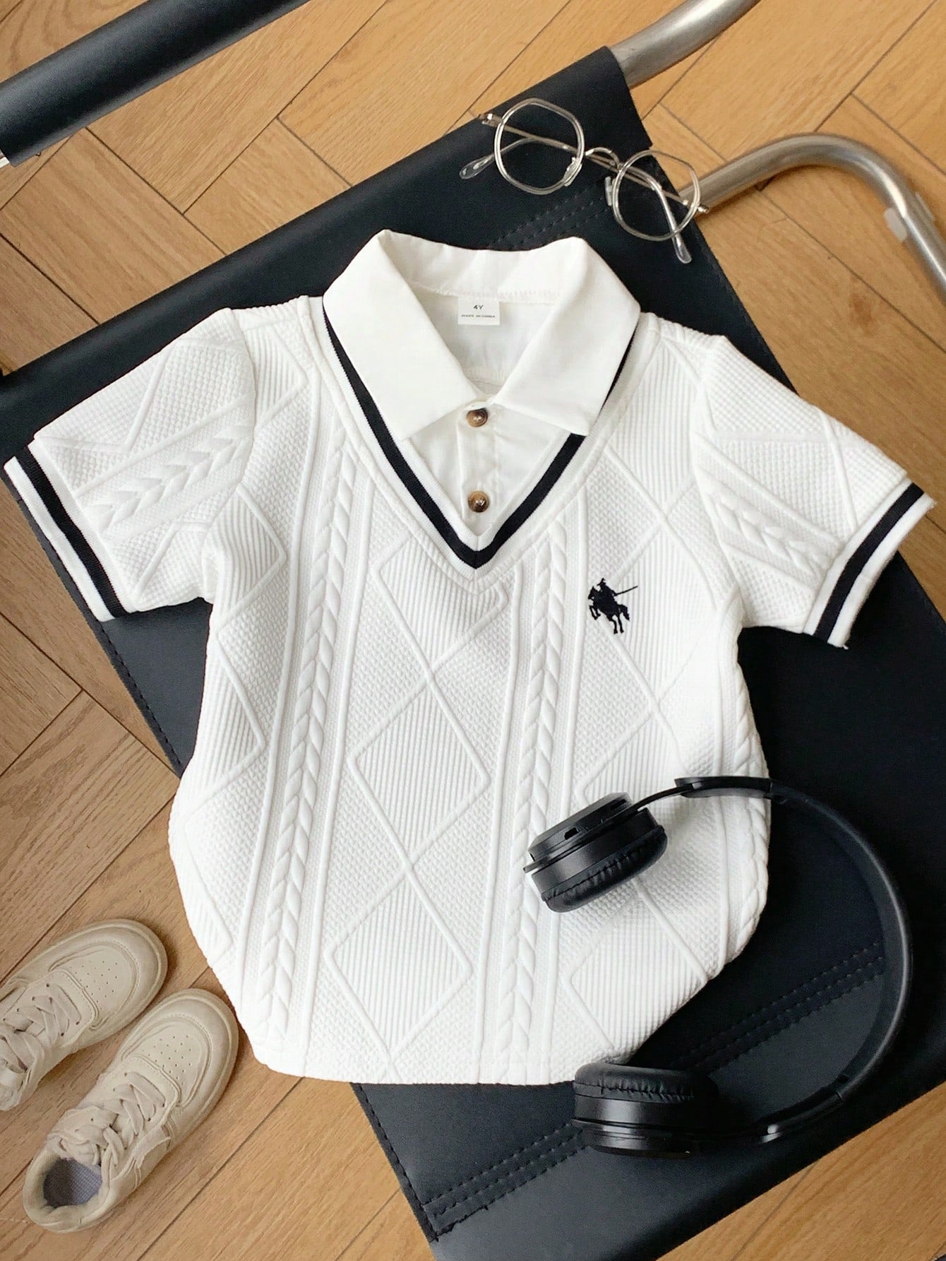Polo Blanc Garçon Style Collège