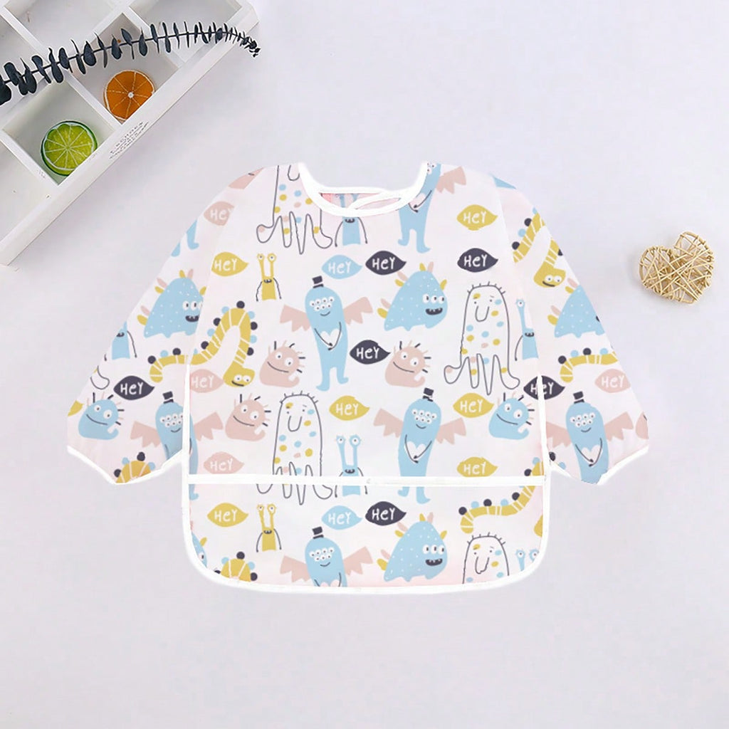 Baby  Cartoon Print Breathable Feeding Bib 1pc - Pink Pink