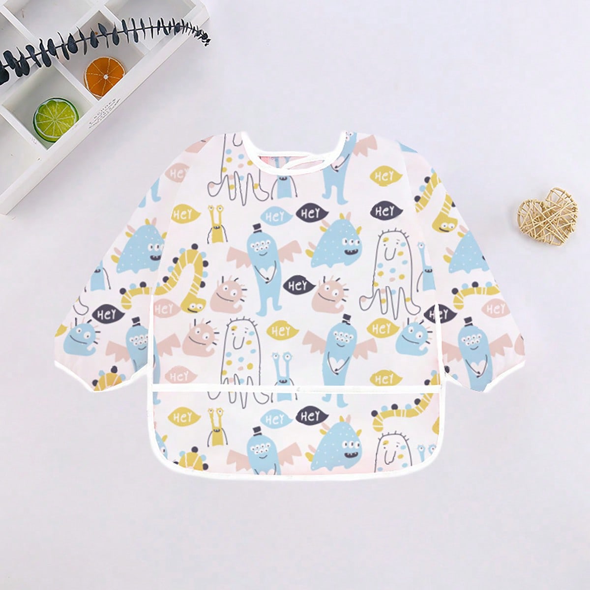 Baby  Cartoon Print Breathable Feeding Bib 1pc - Pink Pink