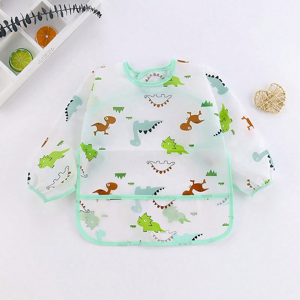Baby  Cartoon Print Breathable Feeding Bib 1pc - Pink Pink