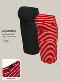 Modmama Adjustable-Waist Fitted Maternity Skirt Red and White