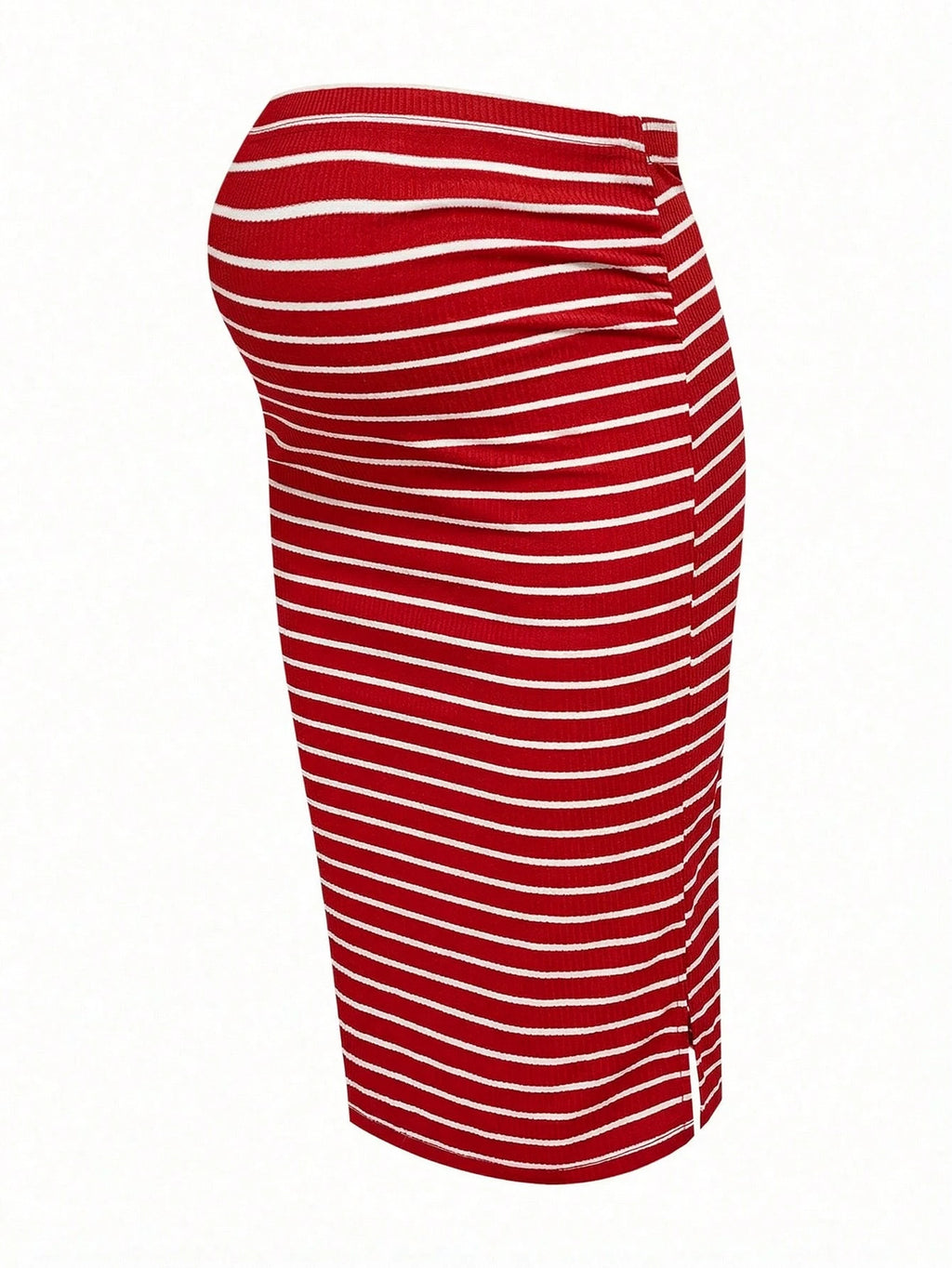 Modmama Adjustable-Waist Fitted Maternity Skirt Red and White