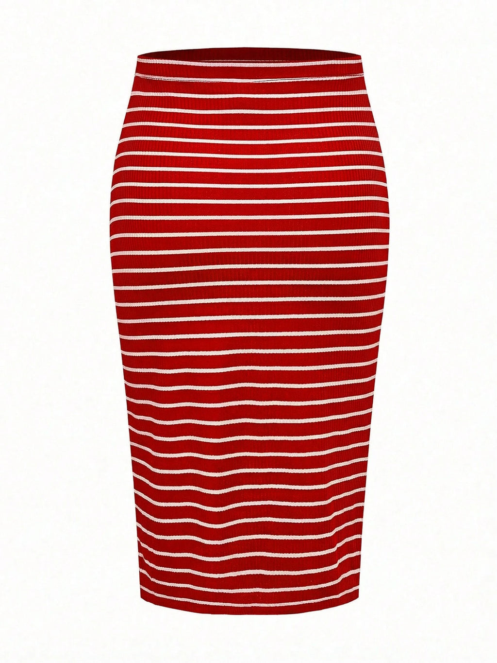 Modmama Adjustable-Waist Fitted Maternity Skirt Red and White