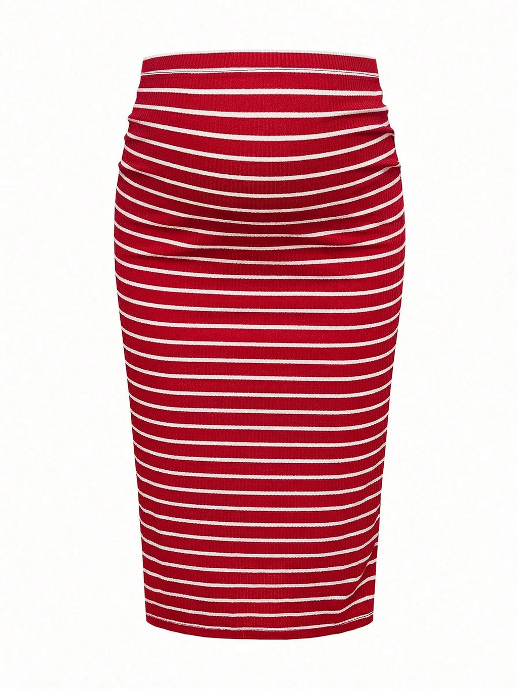 Modmama Adjustable-Waist Fitted Maternity Skirt Red and White
