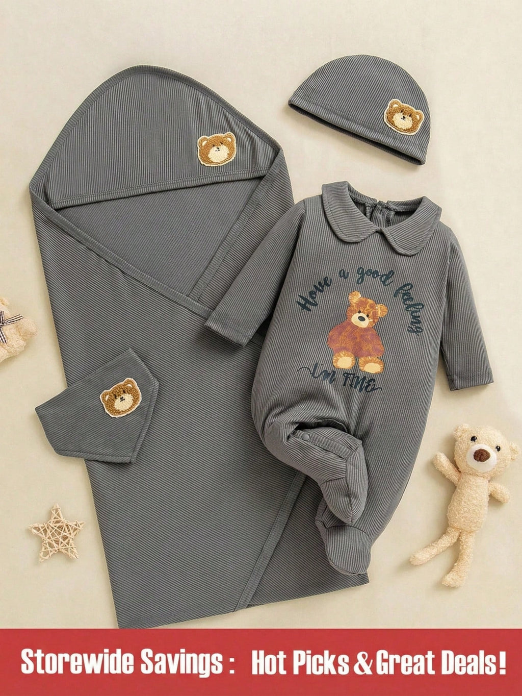 SHEIN Coffret cadeau 4 pièces pour nouveau-né