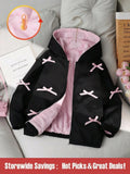 Girls' Red Polka Dot Bowknot Hooded Jacket