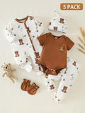 Ensemble de 5 vêtements pour bébés filles et garçons nouveau-nés SHEIN
