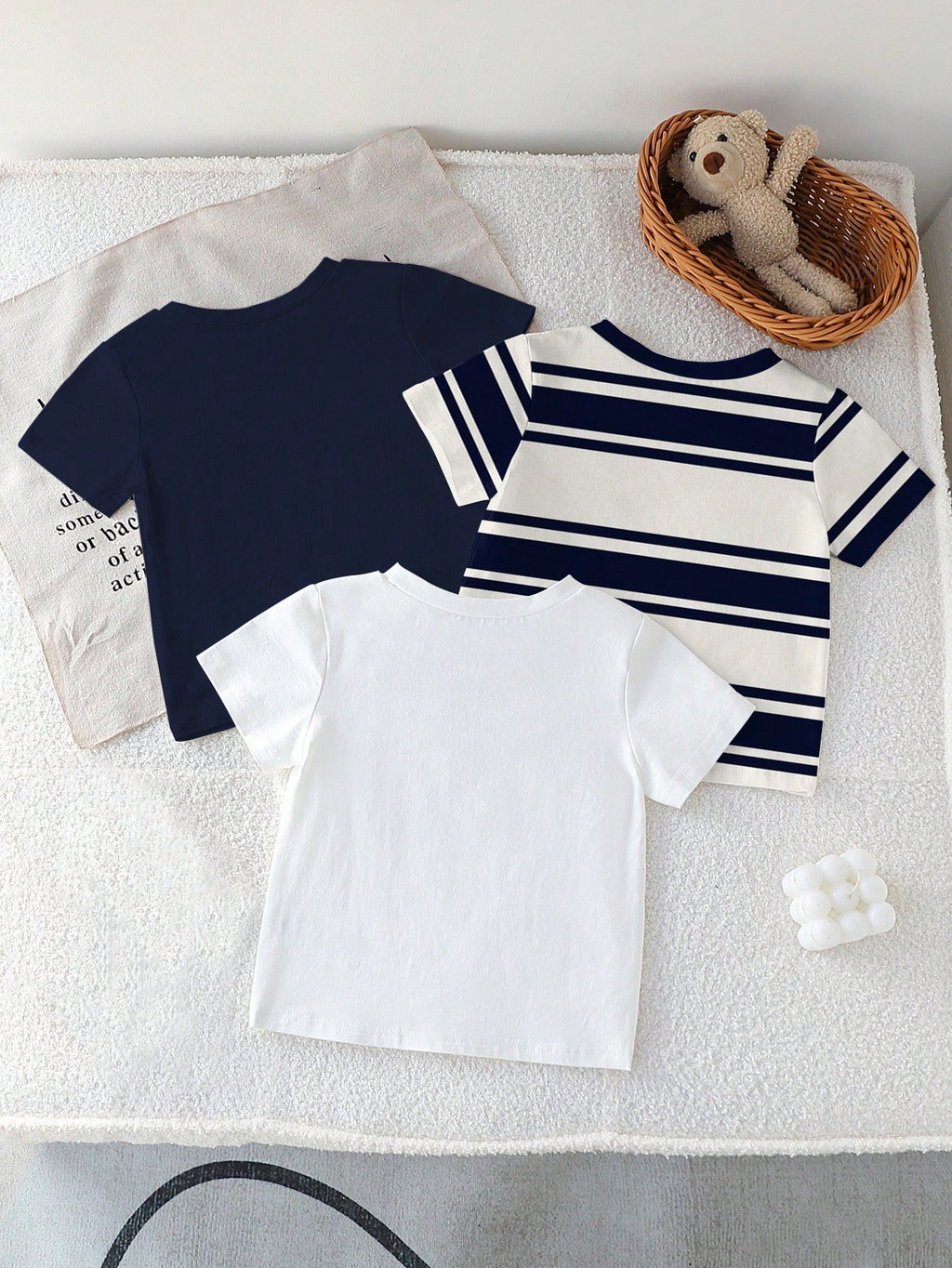 Lot de 3 T-shirts Garçon Chevalier Marine Blanc