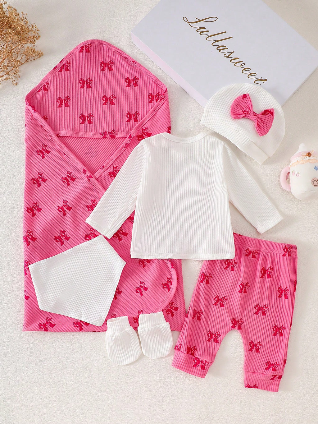 SHEIN Lot de 6 pièces en coton rose vif pour nouveau-né fille