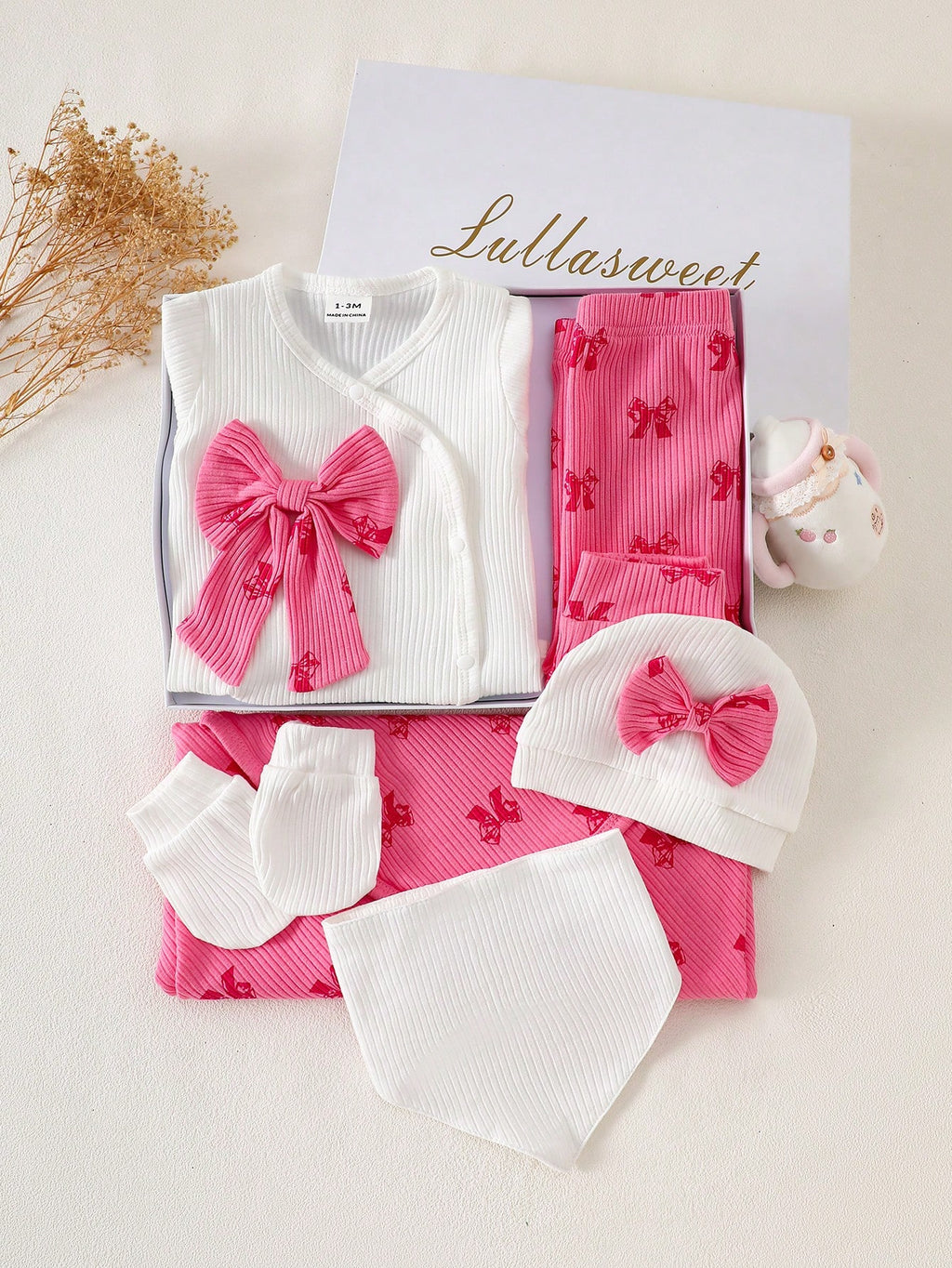 SHEIN Lot de 6 pièces en coton rose vif pour nouveau-né fille