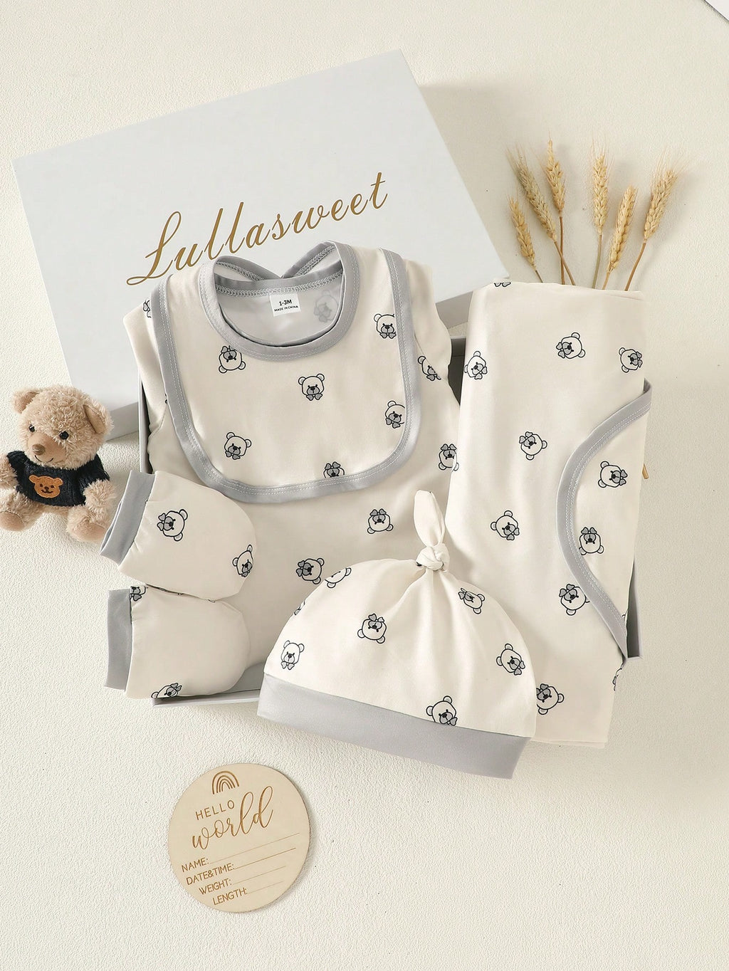 SHEIN Ensemble de 5 vêtements pour nouveau-né motif ours de dessin animé