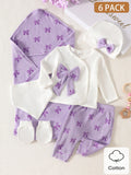 SHEIN Ensemble de 6 vêtements en coton pour nouveau-né fille
