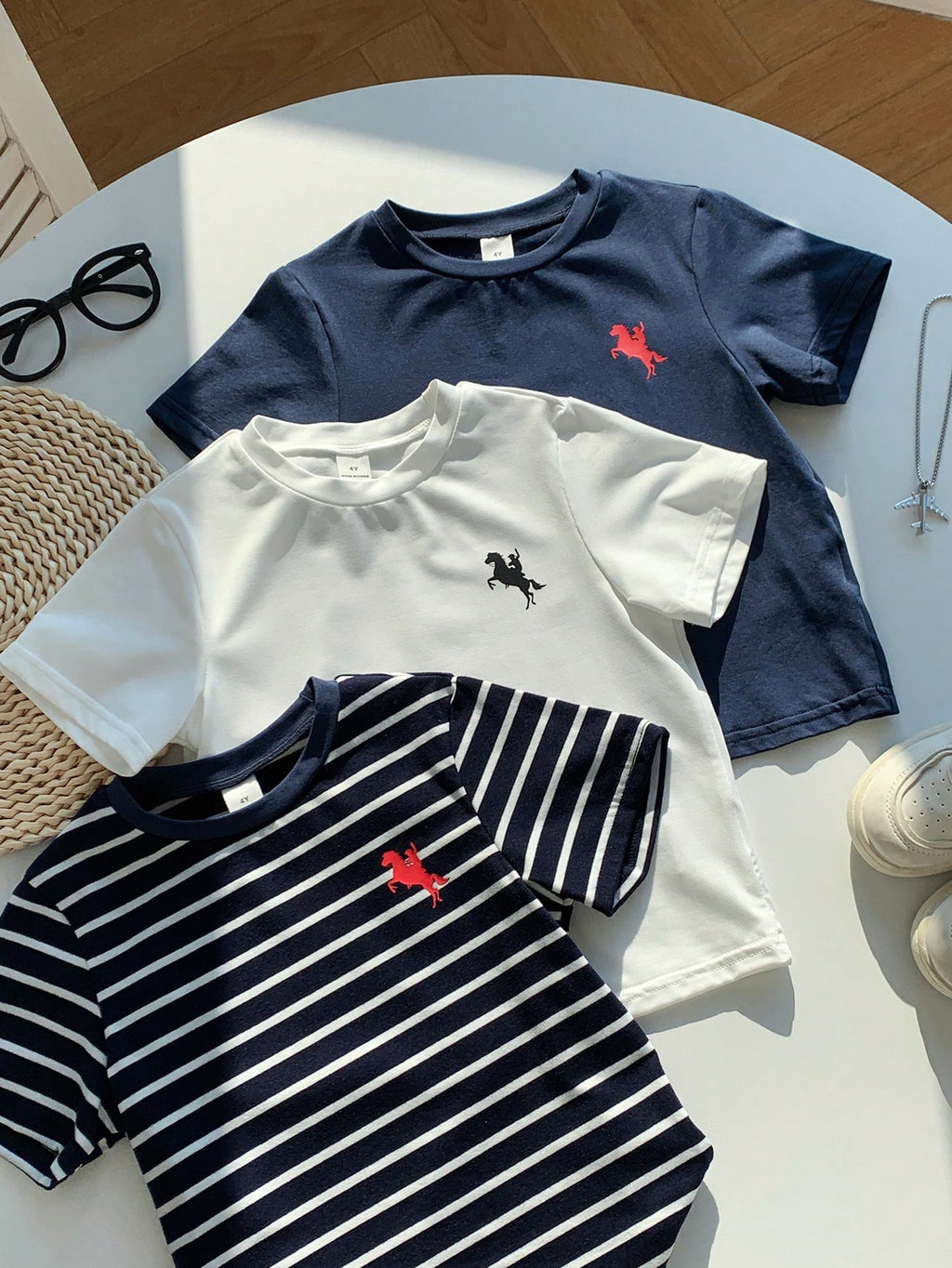 Lot de 3 T-shirts Garçon Rayés Graphiques Rétro