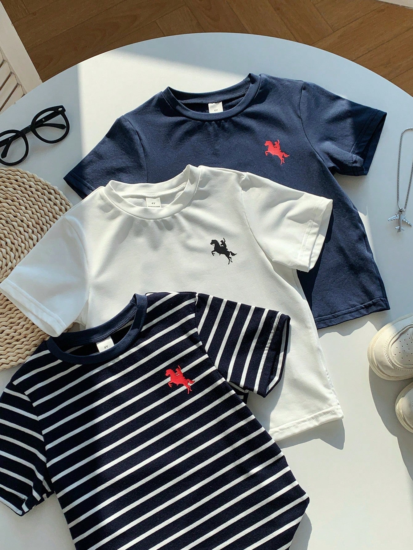 Lot de 3 T-shirts Garçon Rayés Graphiques Rétro