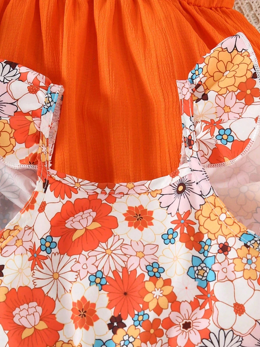 Lot de 3 Robes Fille Floral Rayé Uni Col Carré