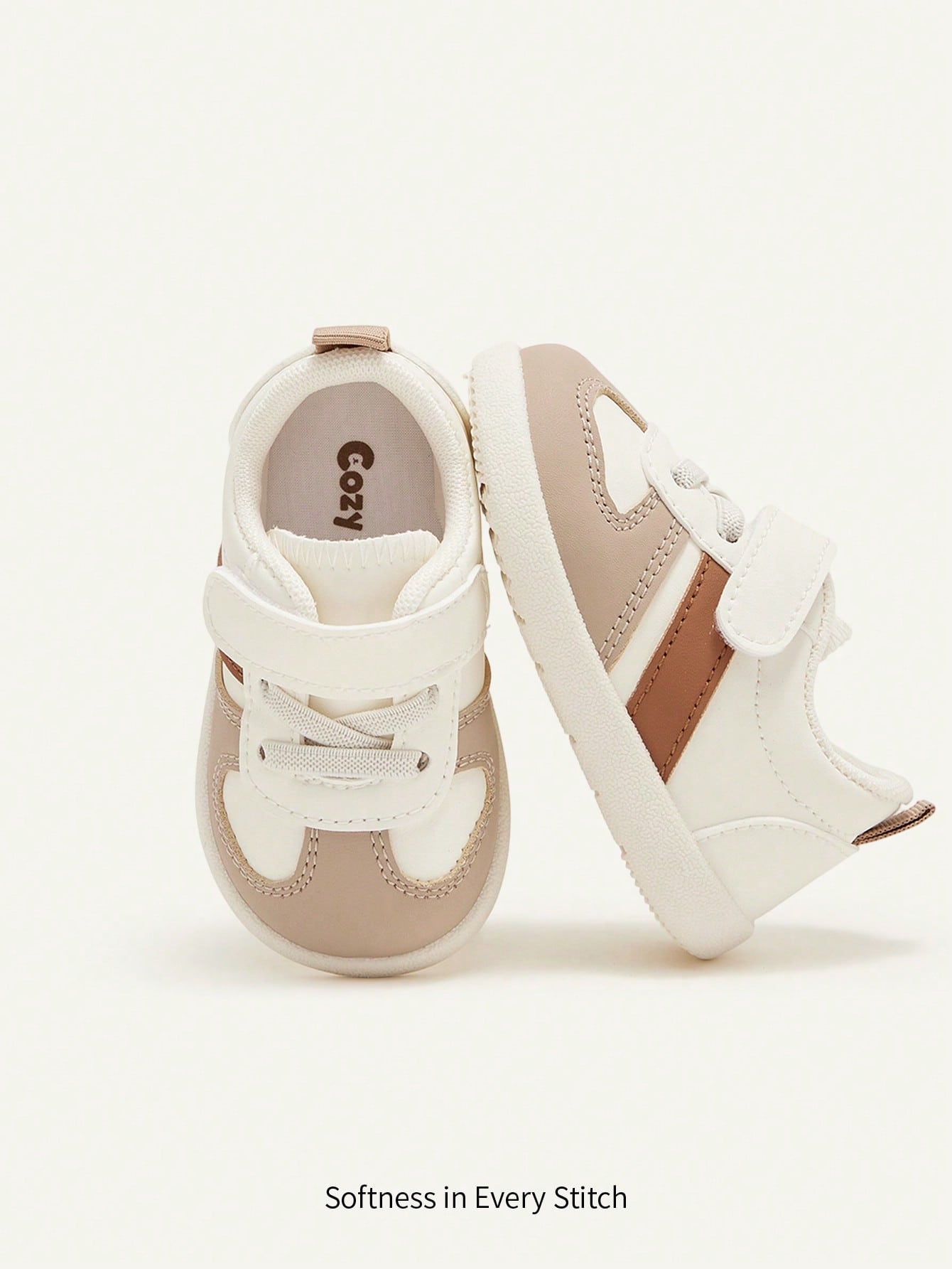 Cozy Pixies Boys' Classic Sports Shoes for Kindergarten & Everyday Play Khaki