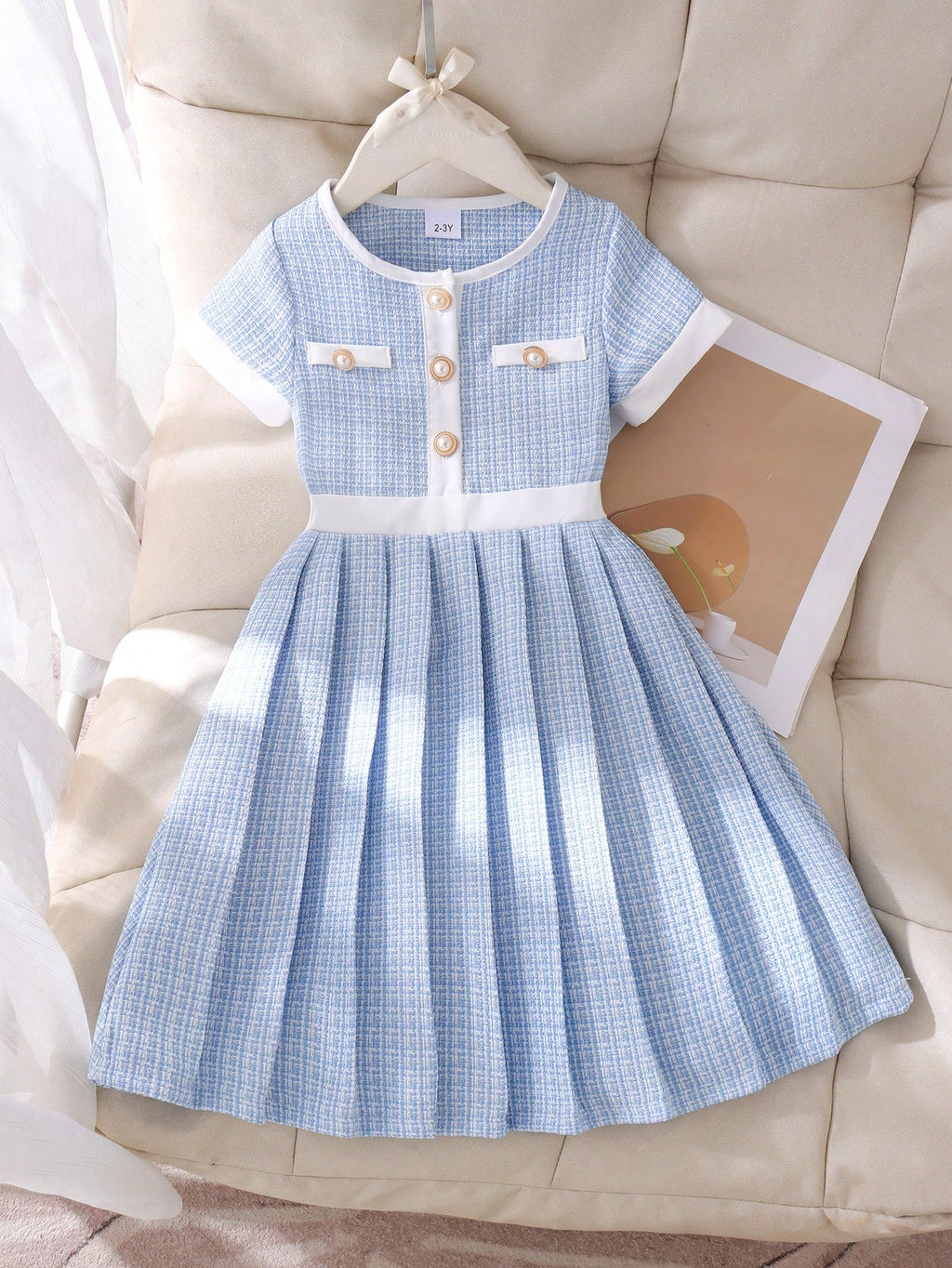 Girls' Elegant Tweed Dress