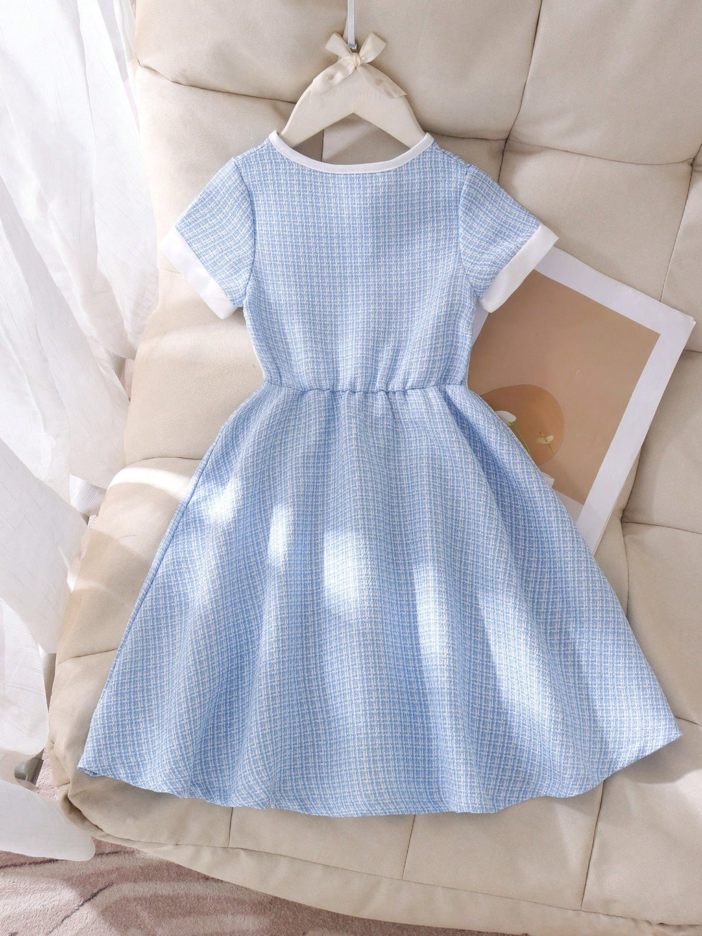 Girls' Elegant Tweed Dress