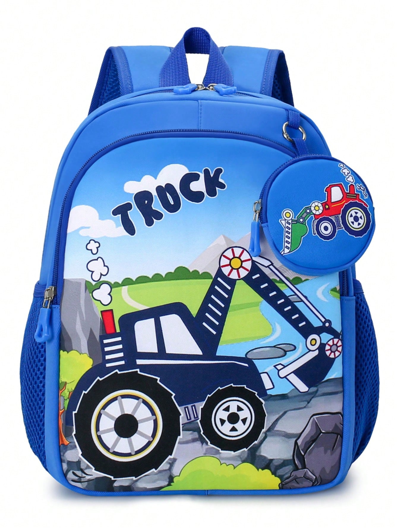 Student Backpack; Mini Cartoon Design Backpack; Adjustable Shoulder Straps Blue