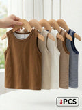 Baby Boy Casual Simple Tank Top 3pcs Set Suitable For Summer