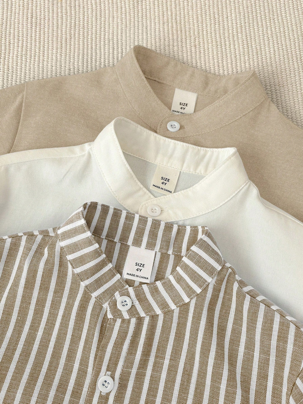 Set of 3 Boys' Striped Collar Short-Sleeve Shirts