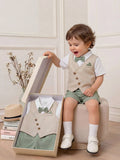 Baby Boy 3-Piece Formal Vest, Shirt & Shorts Suit Set with Bow Tie