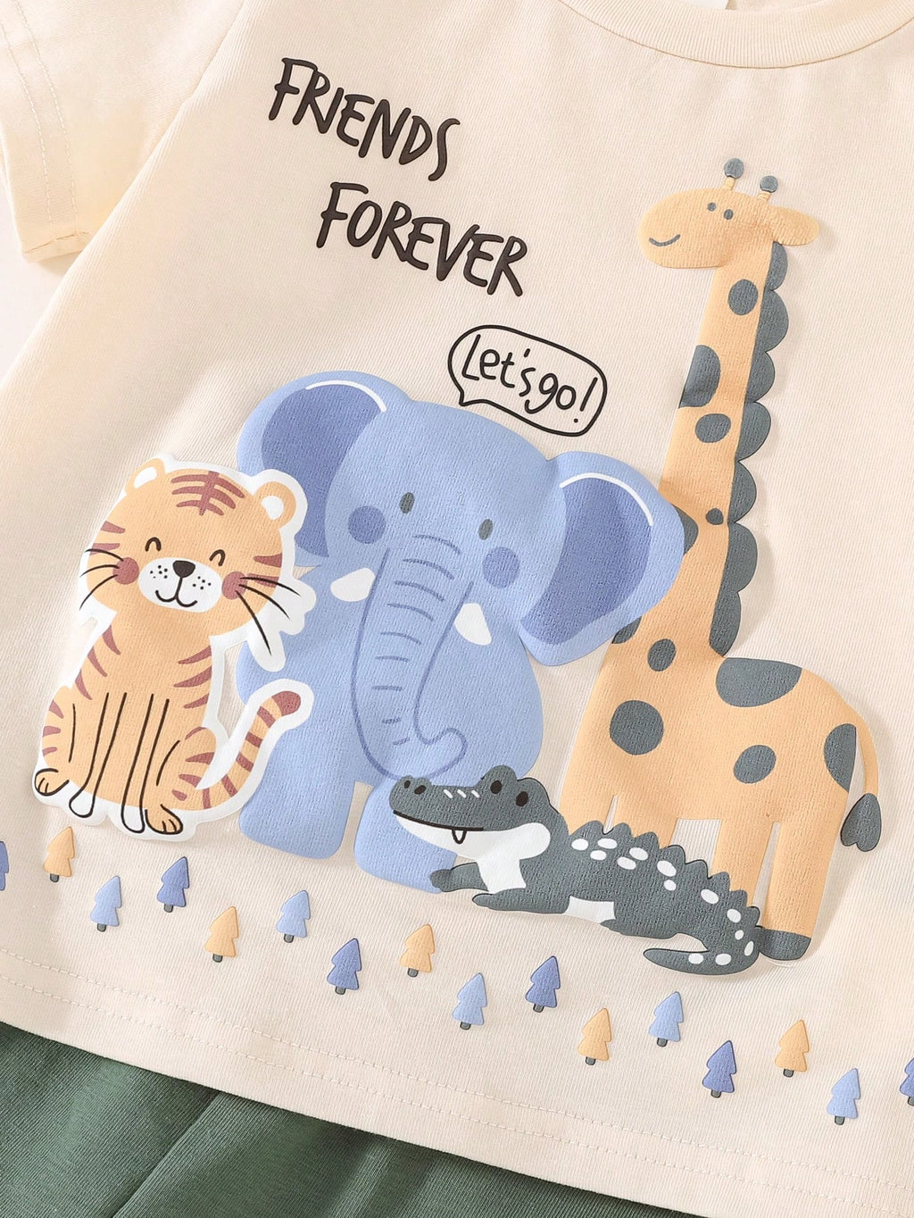 Ensemble deux pièces Bambinoo x Cozy Pixies pour bébé garçon, haut tricoté et short, motif dinosaure de dessin animé