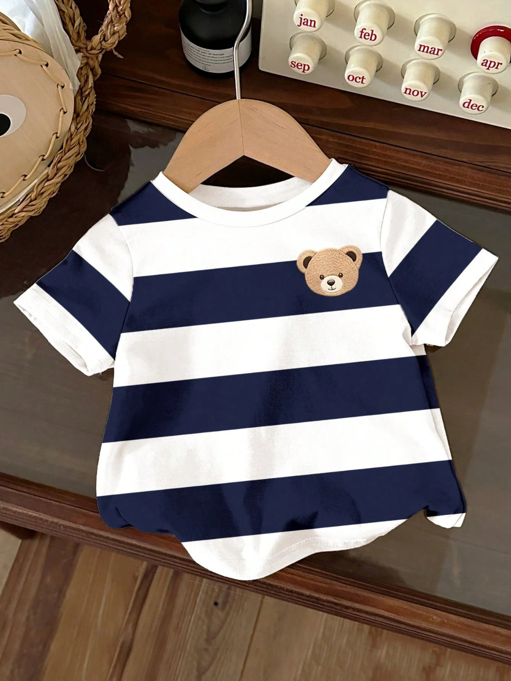 T-shirt Garçon Ours Style Collégial Rayé