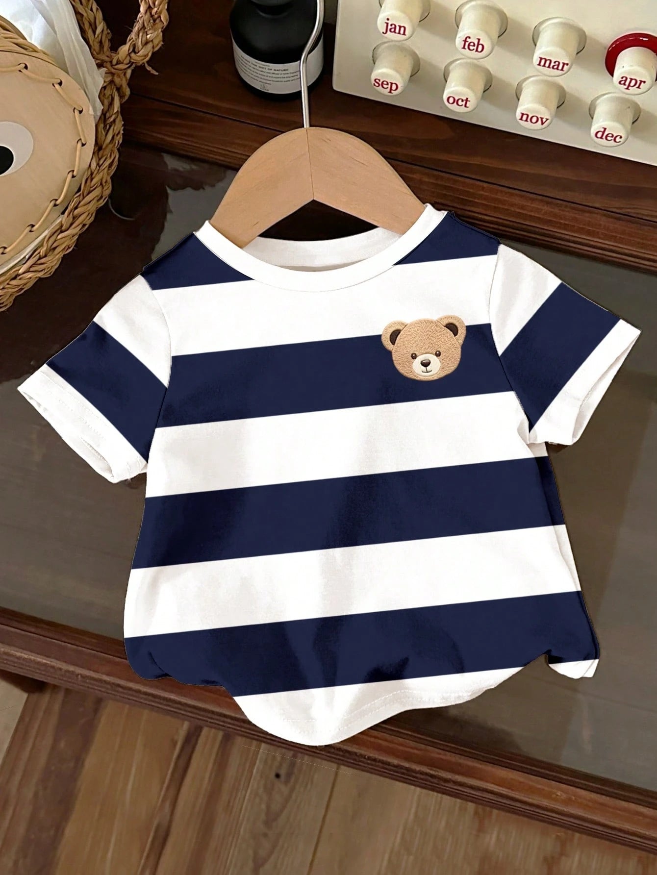 T-shirt Garçon Ours Style Collégial Rayé