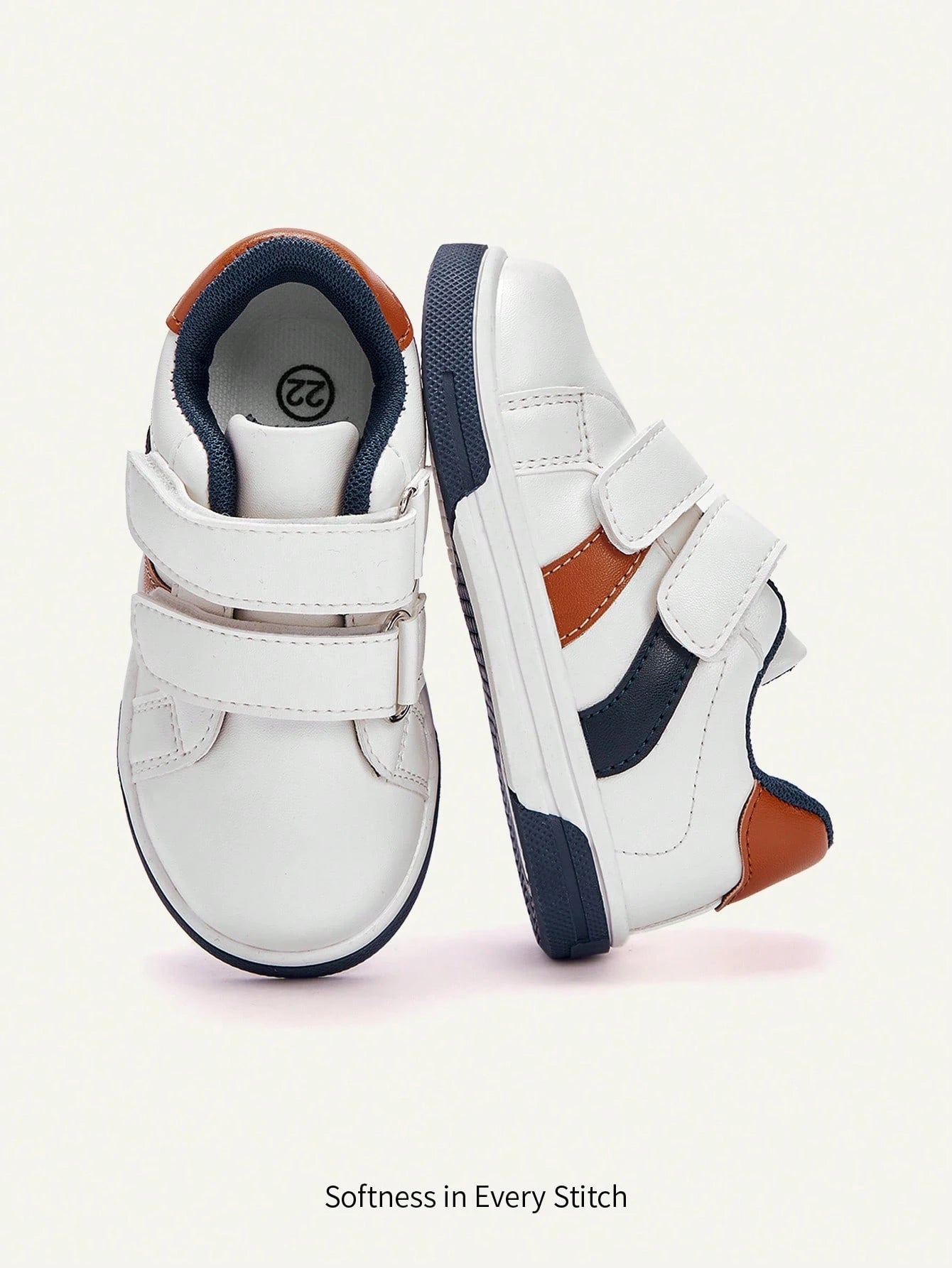 Cozy Pixies Boys' Brown Two-Tone Flat Casual Sneakers  White