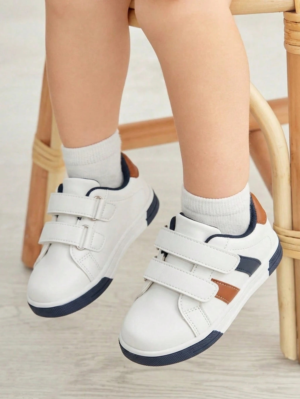 Cozy Pixies Boys' Brown Two-Tone Flat Casual Sneakers  White