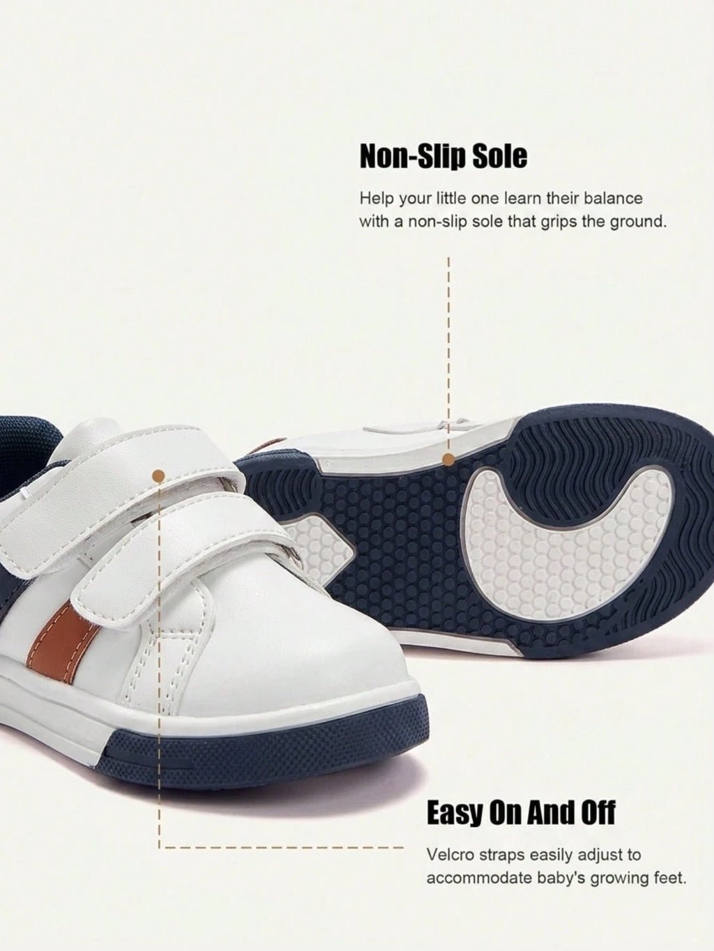 Cozy Pixies Boys' Brown Two-Tone Flat Casual Sneakers  White